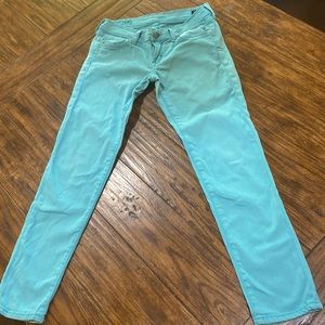 Teal blue skinny jeans for girls